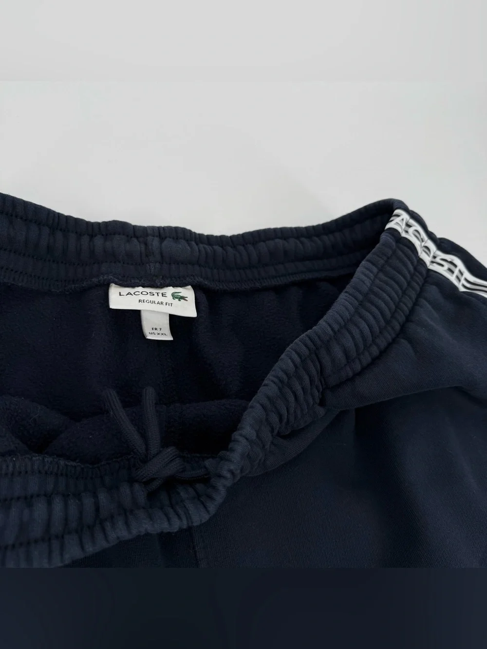 Lacoste Shorts Mens Size XXL Navy Blue Taped Logo Side Seam Crocodile 8in Inseam